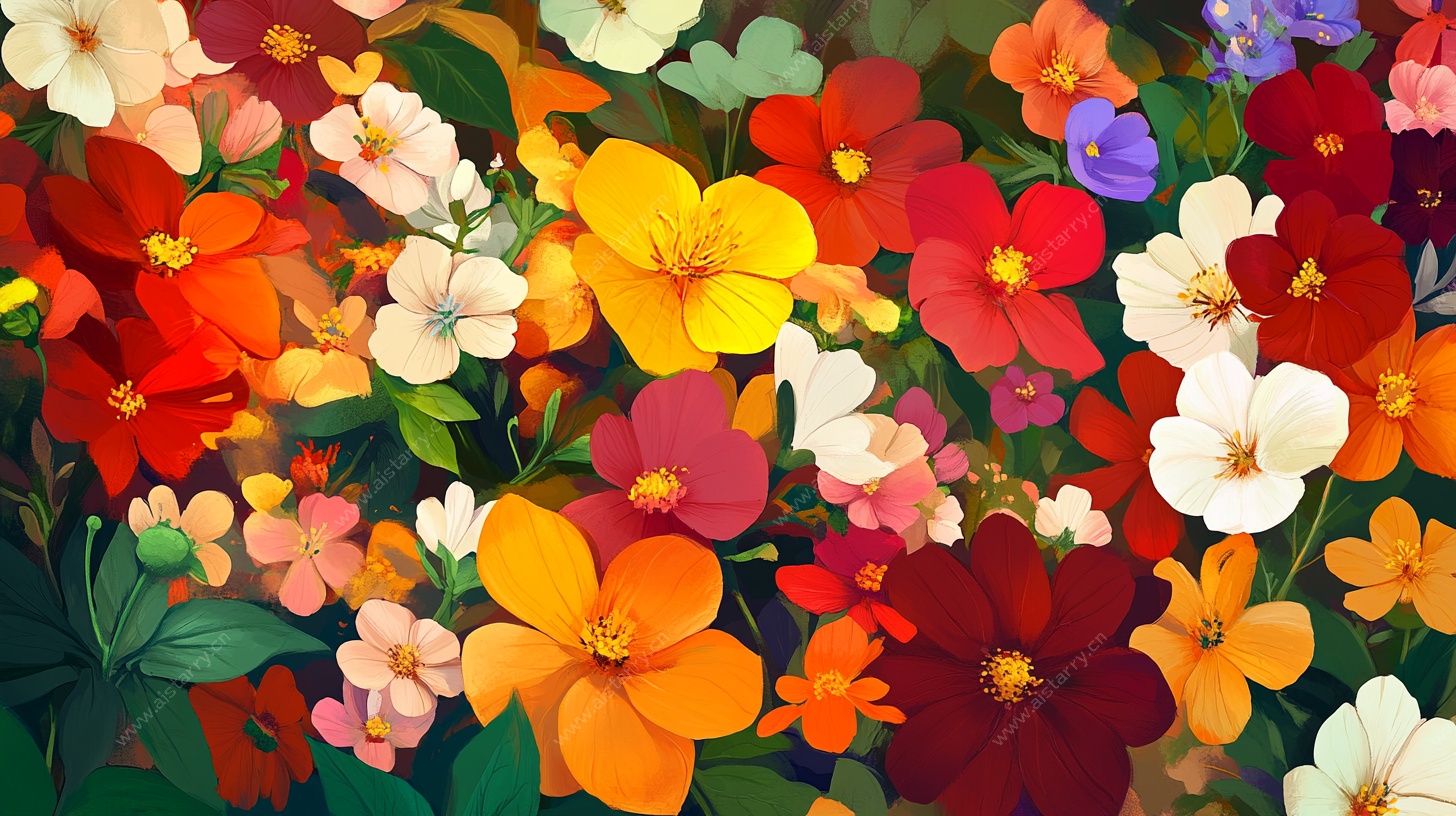 缤纷花卉插画