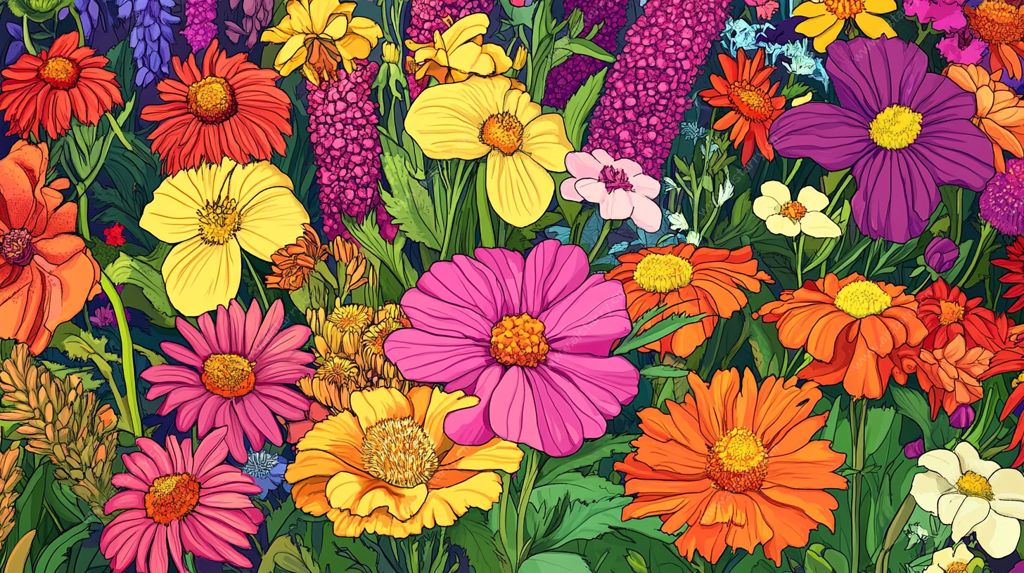 缤纷花卉插画