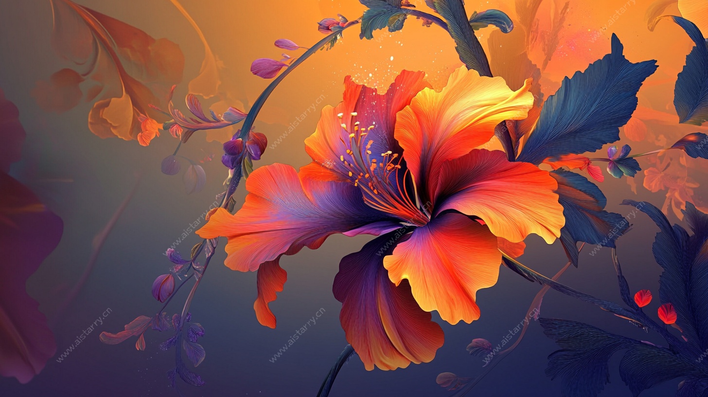 绚丽绽放的梦幻花朵