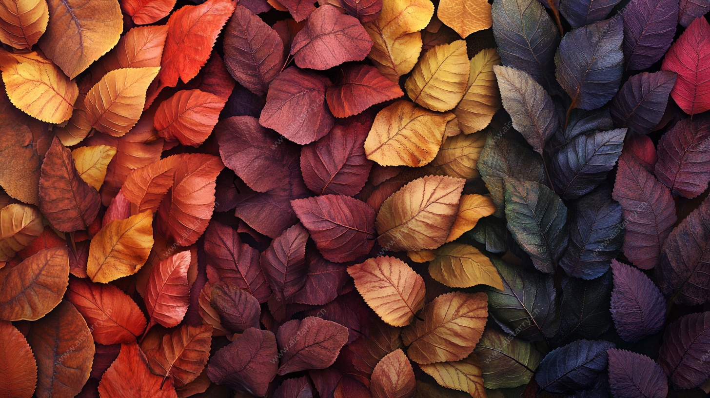 秋日斑斓树叶纹理背景图