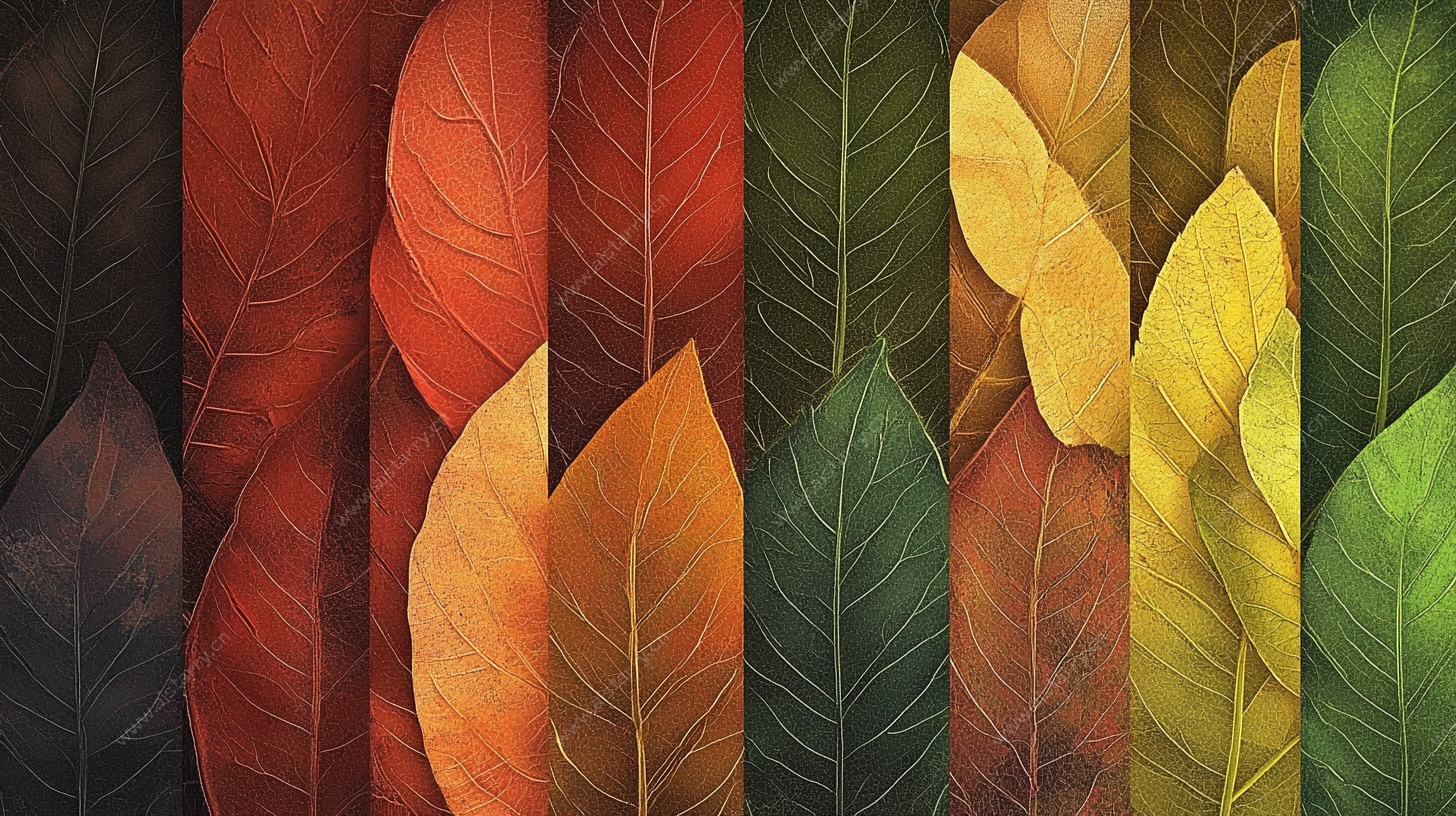 多彩秋叶艺术排列