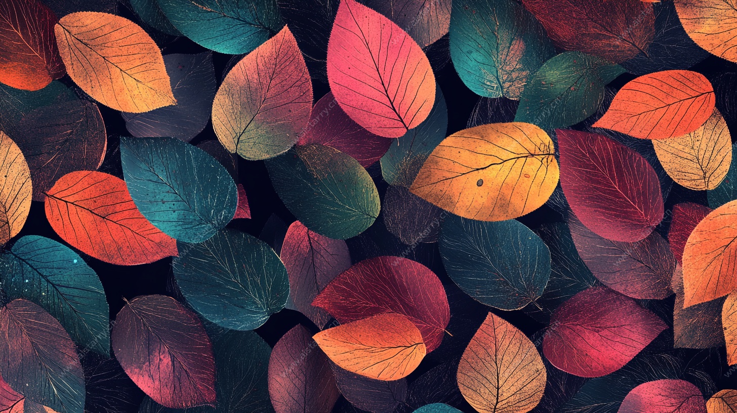 多彩秋叶图案背景