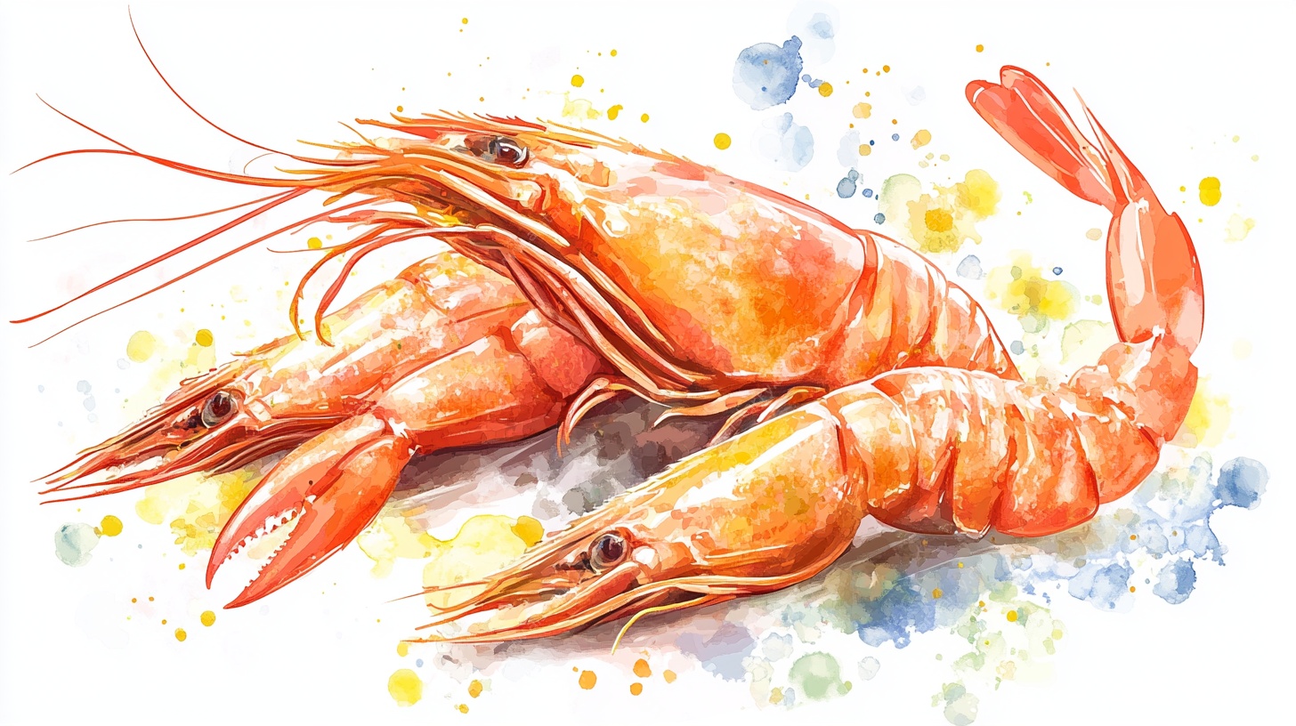 水彩绘双虾