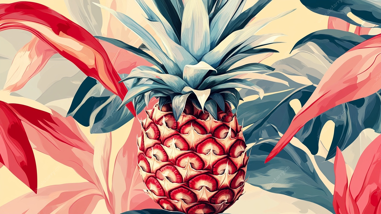 热带风情菠萝插画
