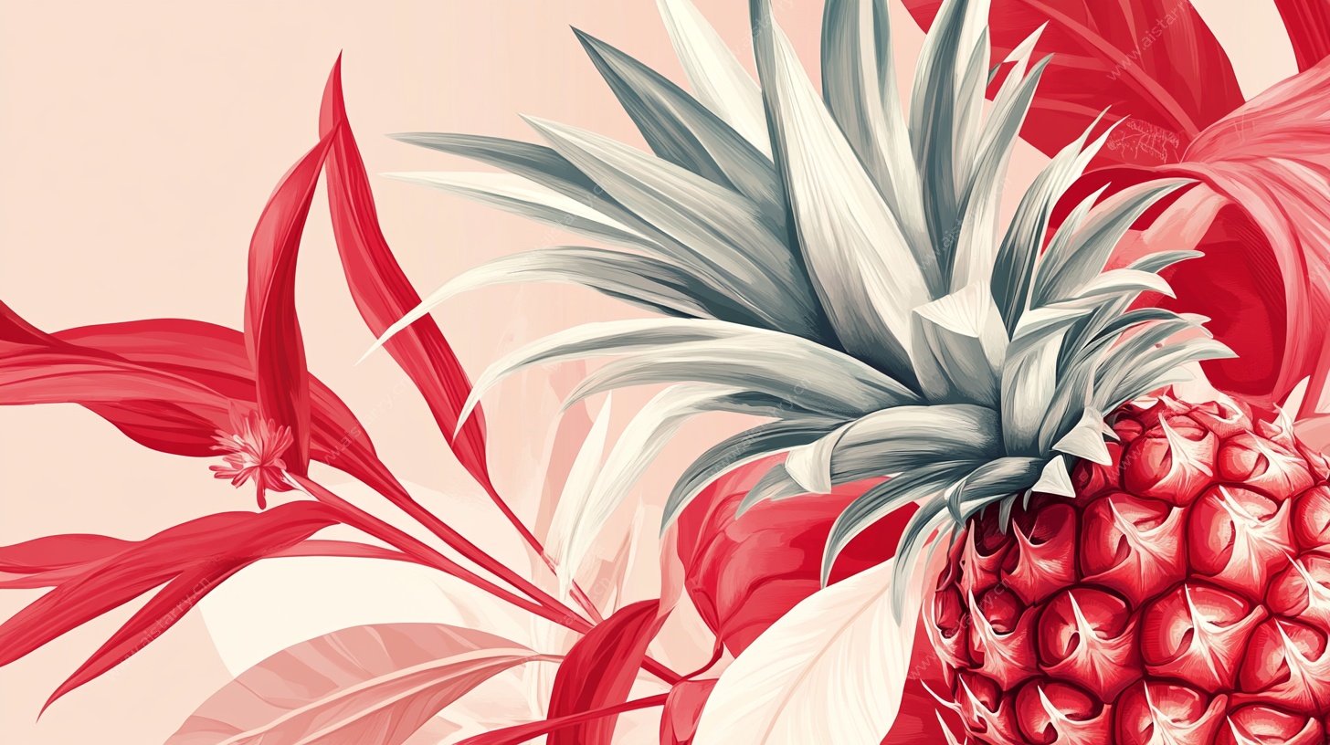 复古风菠萝植物插画