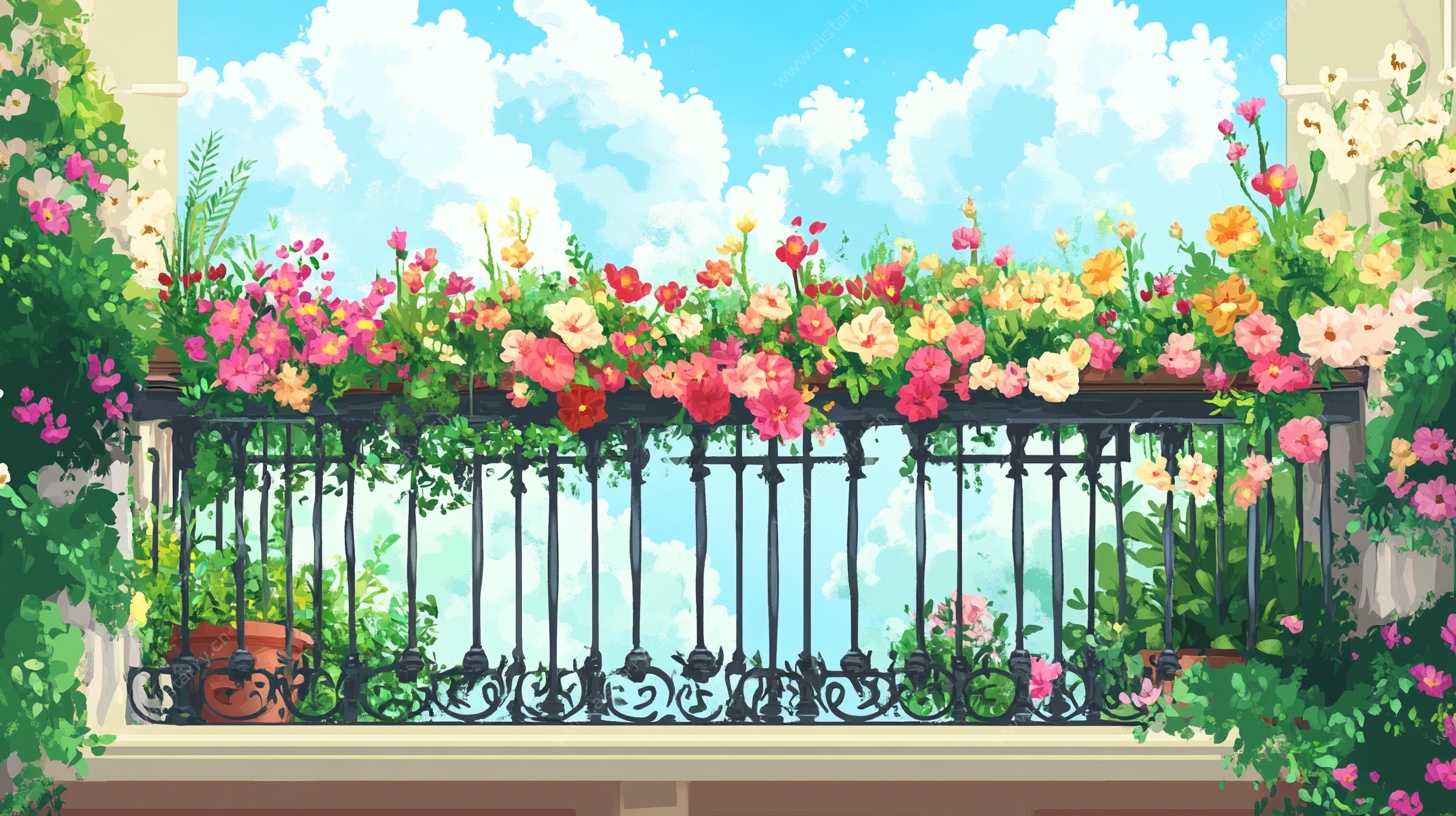 繁花装点的梦幻阳台