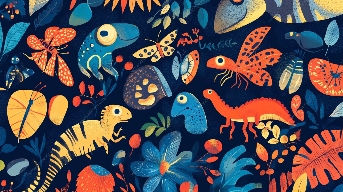 奇幻动物花卉插画世界