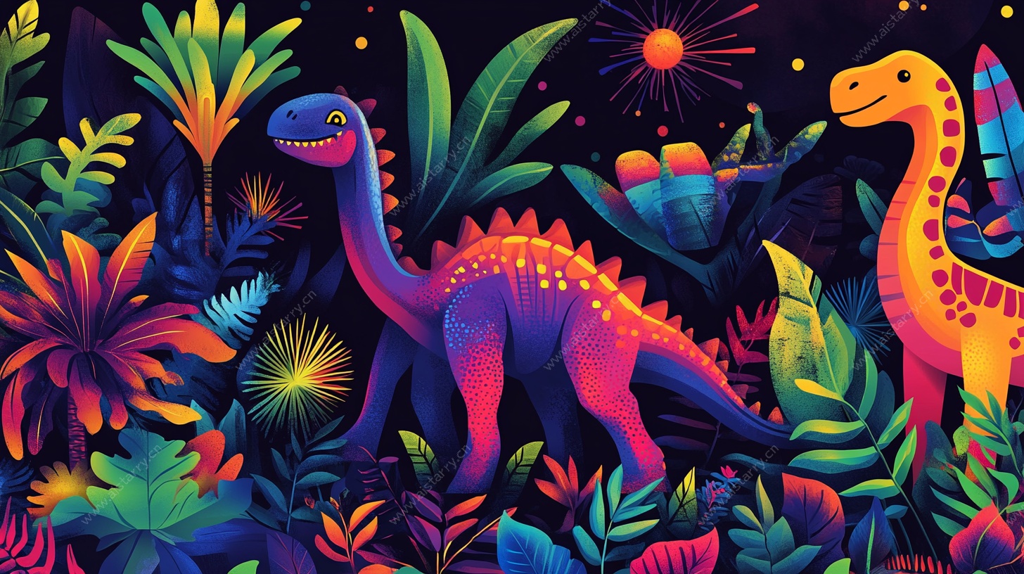 梦幻恐龙丛林夜