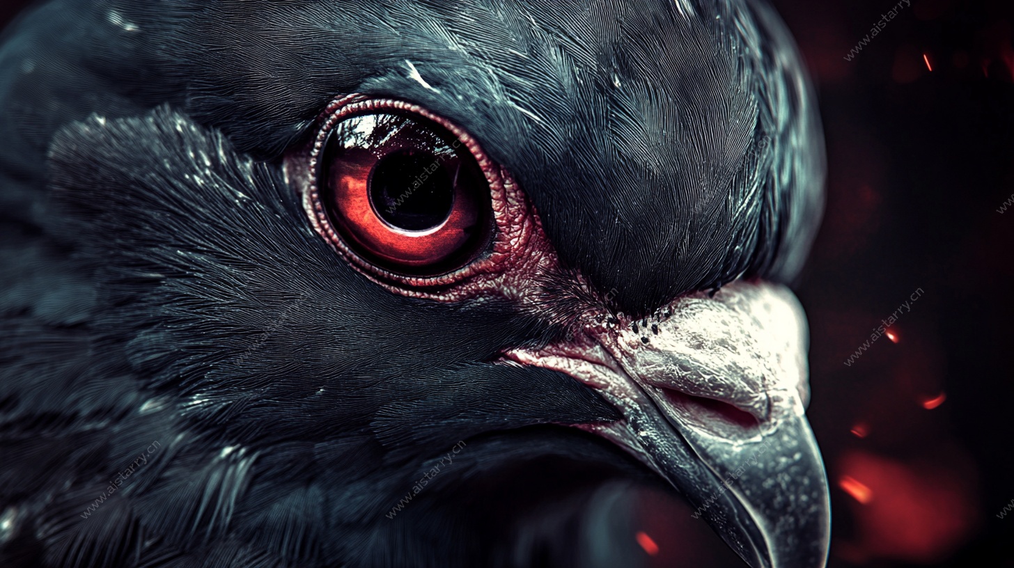 黑羽红眸鹰特写