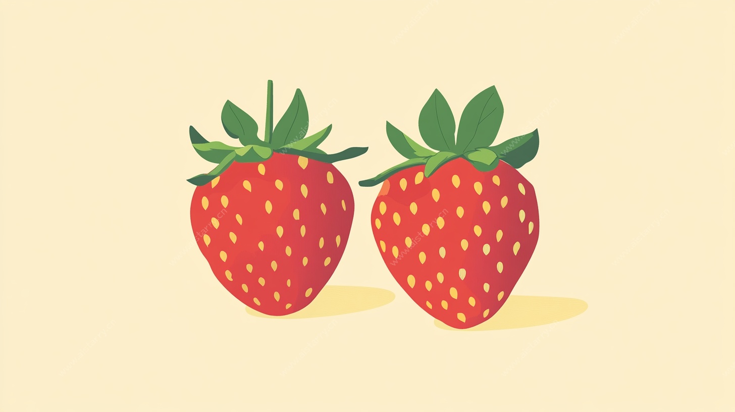 两颗可爱草莓插画