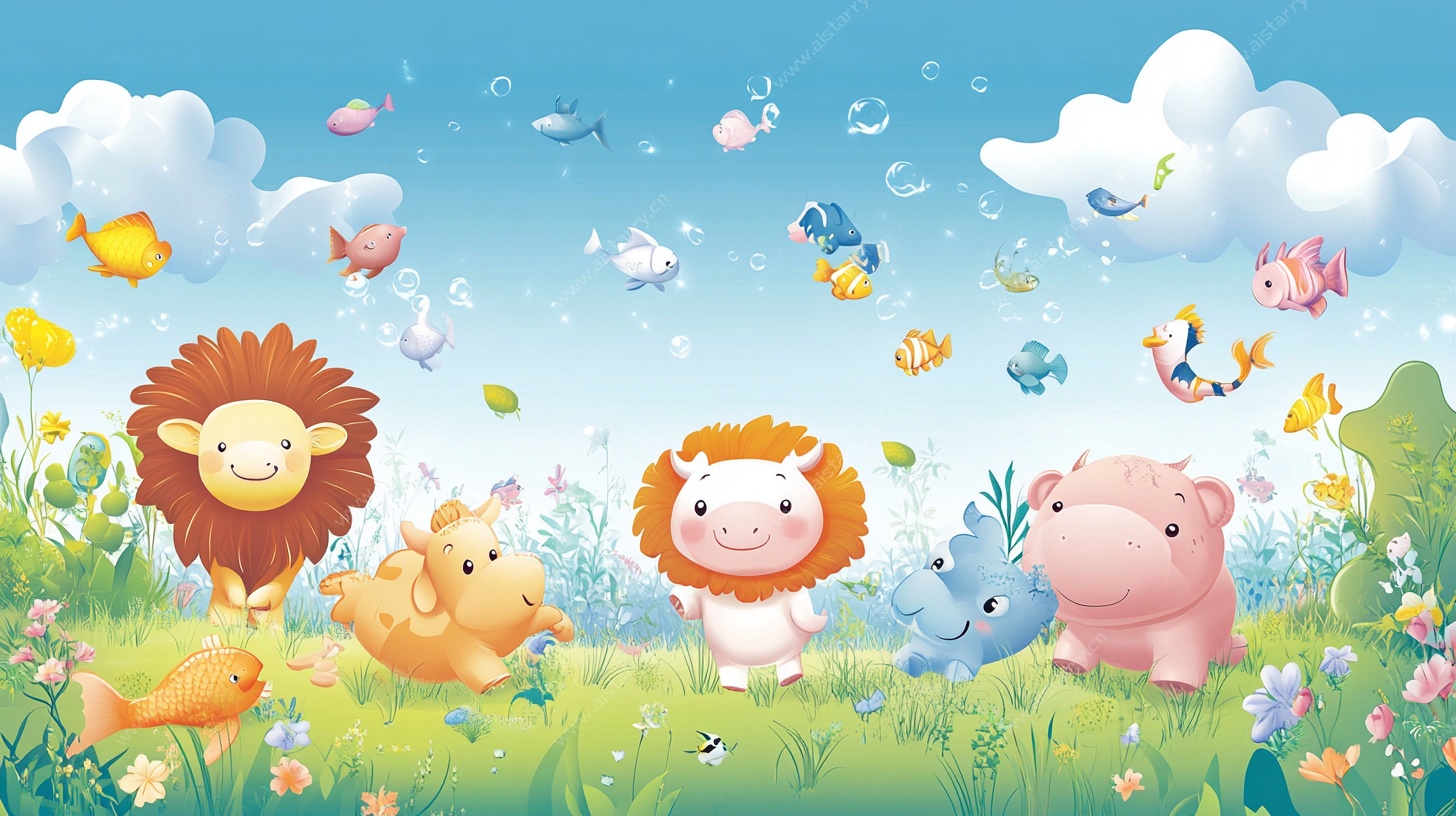 欢乐动物乐园插画