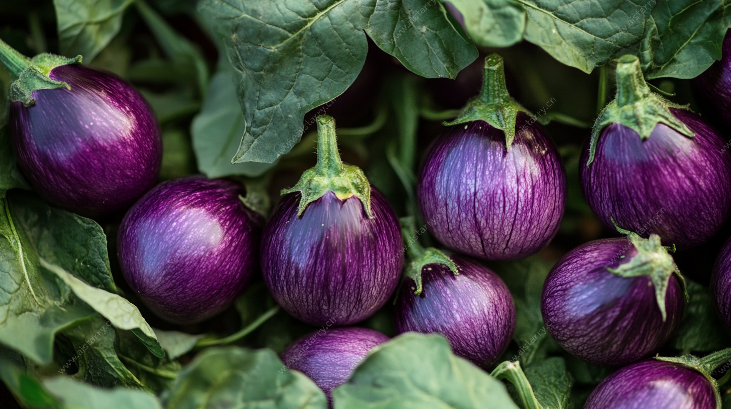 紫艳茄子 绿叶相伴