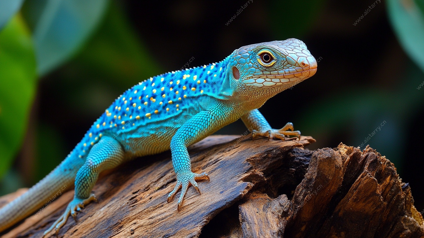 蓝色斑点蜥蜴特写