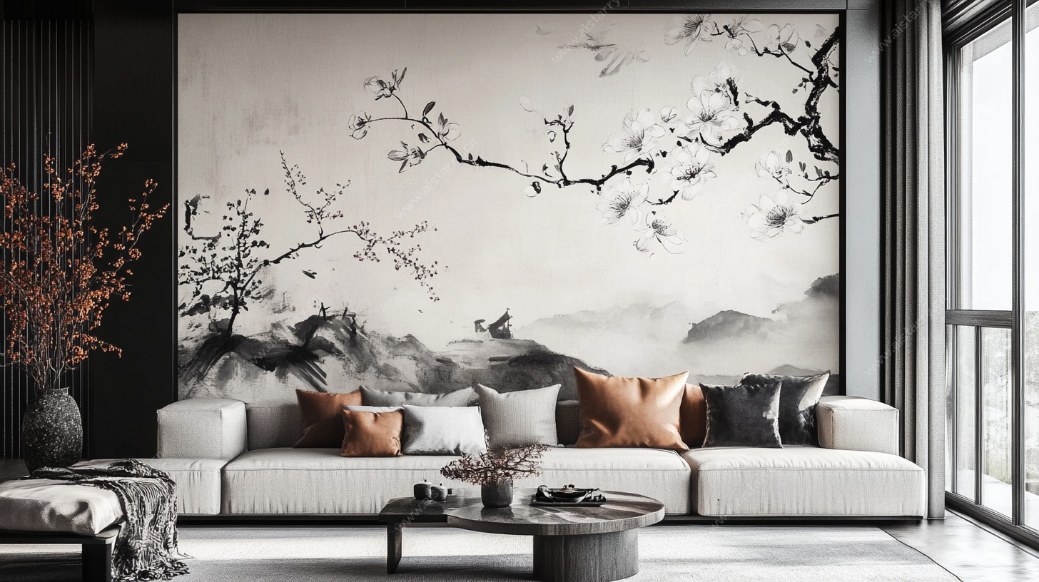 中式水墨风客厅装饰画