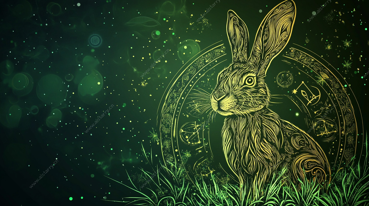 奇幻星空下的神秘花纹兔