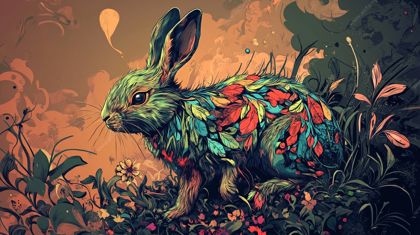 彩绘花斑兔的奇幻世界