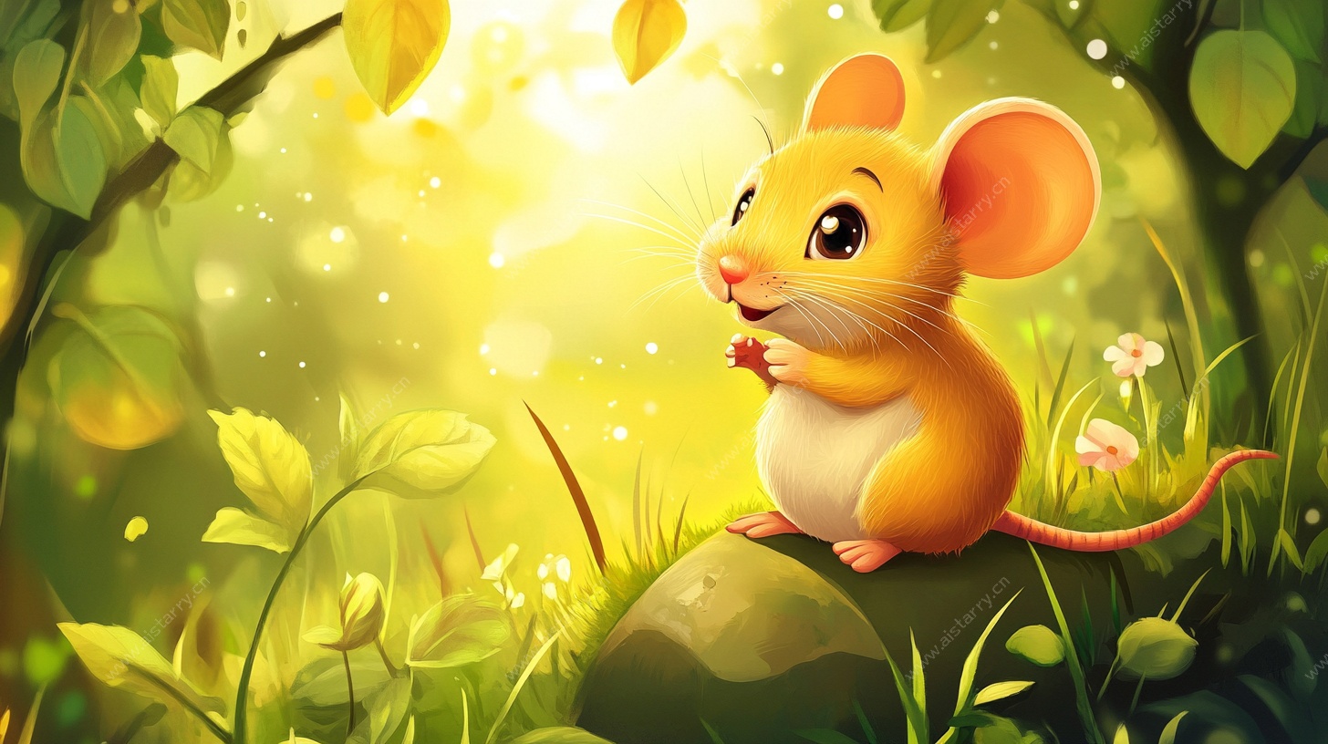 阳光下的可爱小老鼠