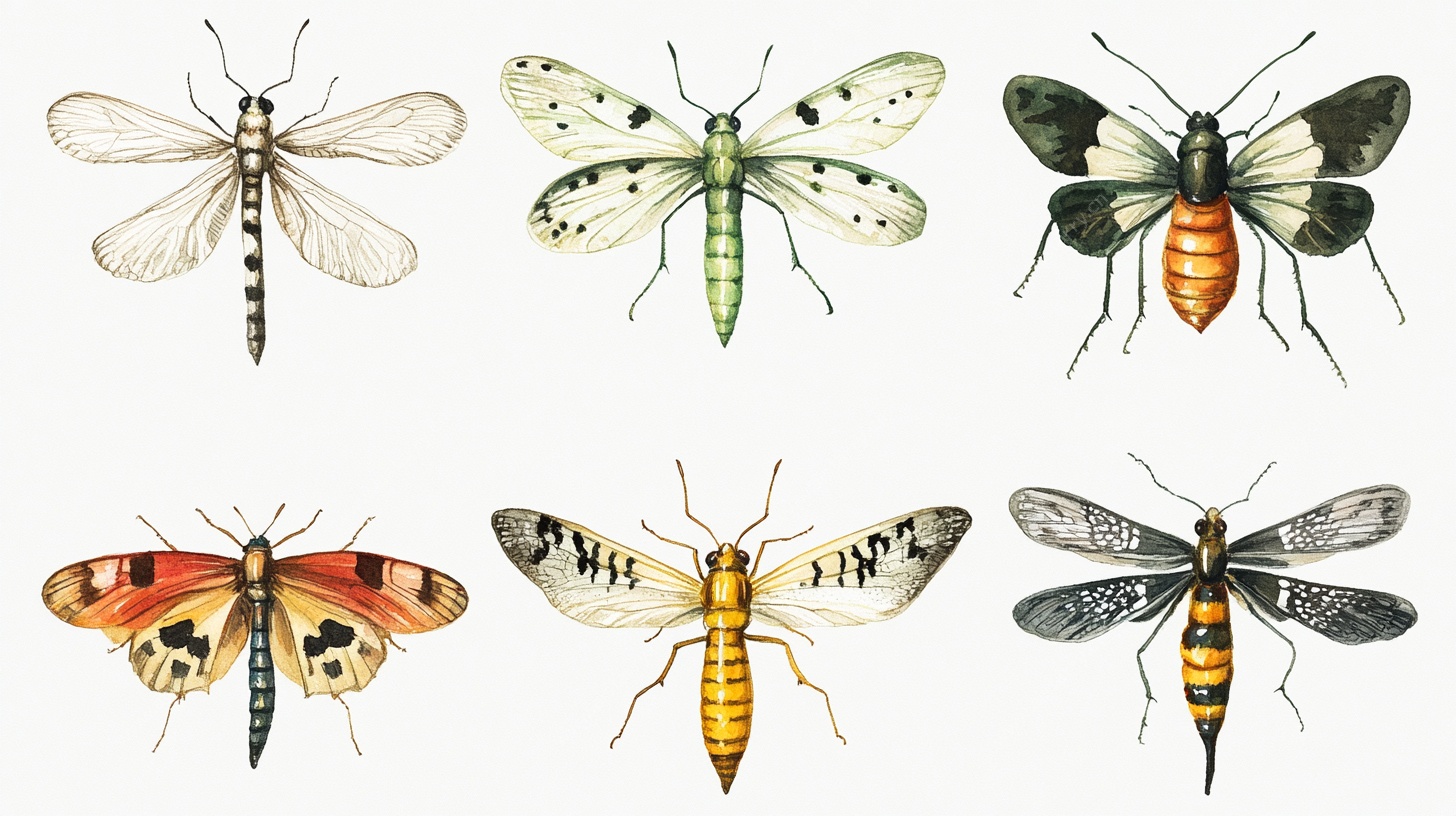 复古风昆虫插画集合