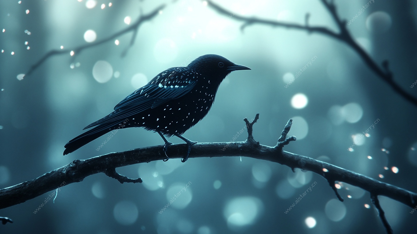 枝头静立的星点鸟