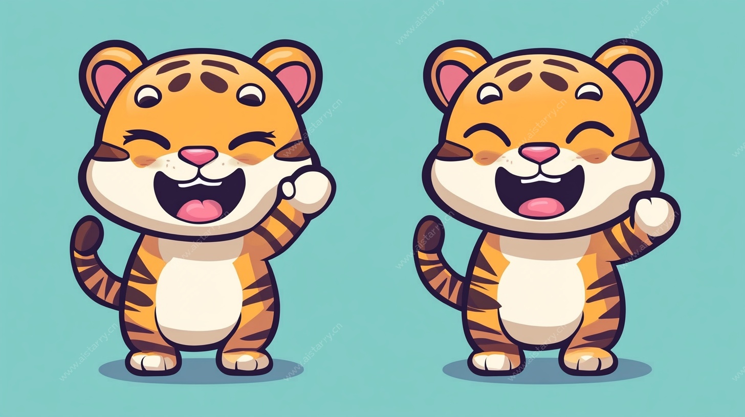 可爱双虎卡通形象