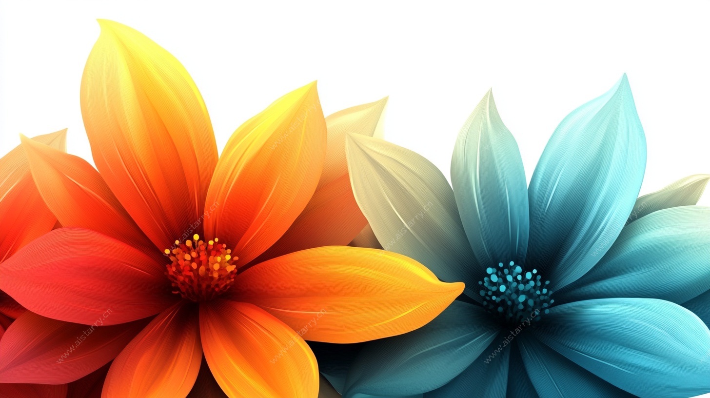 绚丽多彩花朵插画