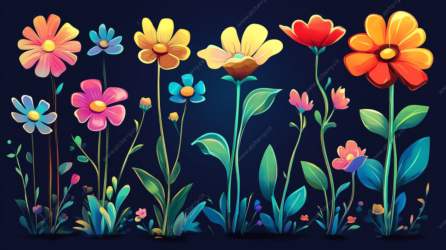 缤纷花卉插画