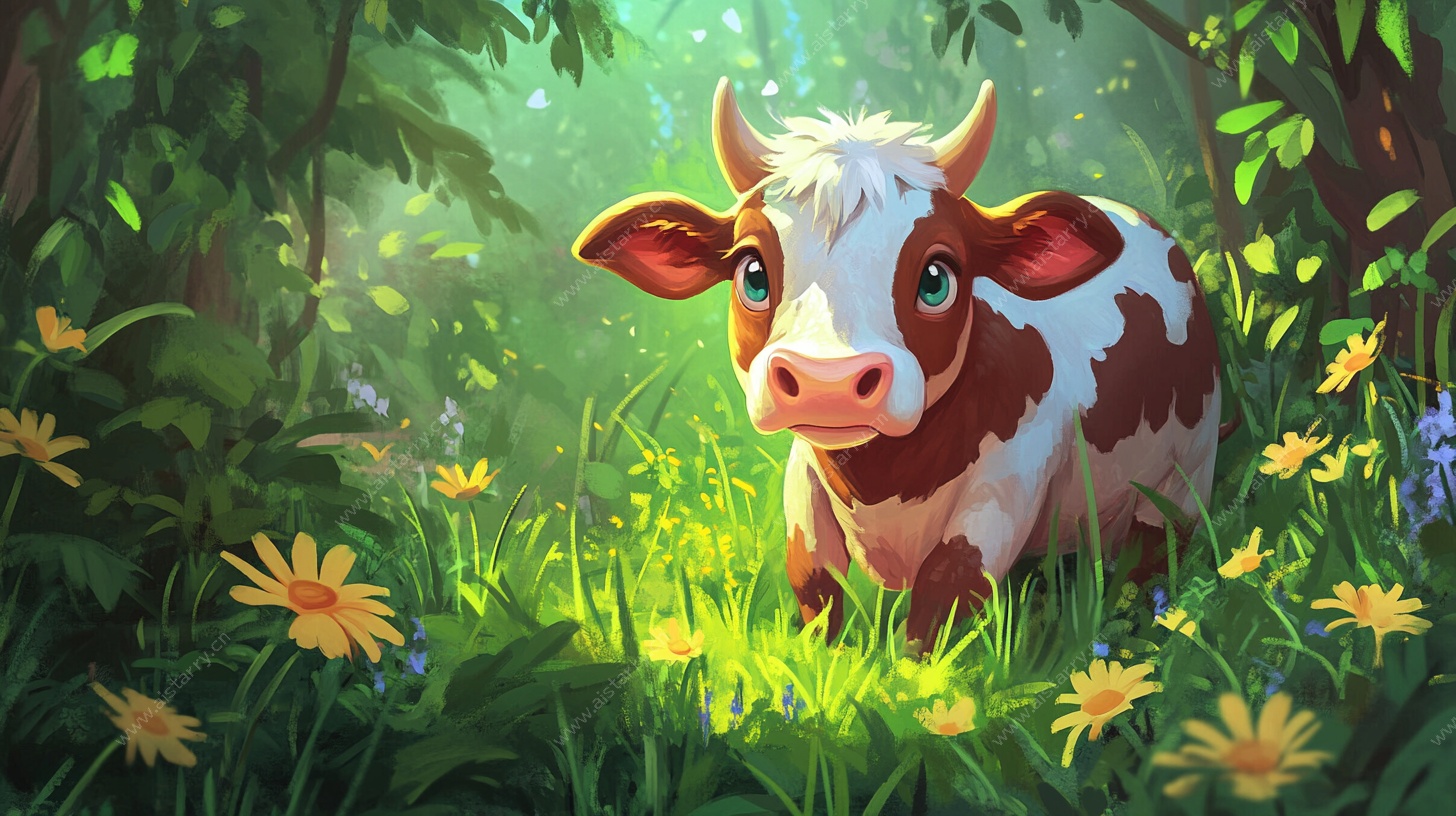 林间萌牛 童话风插画