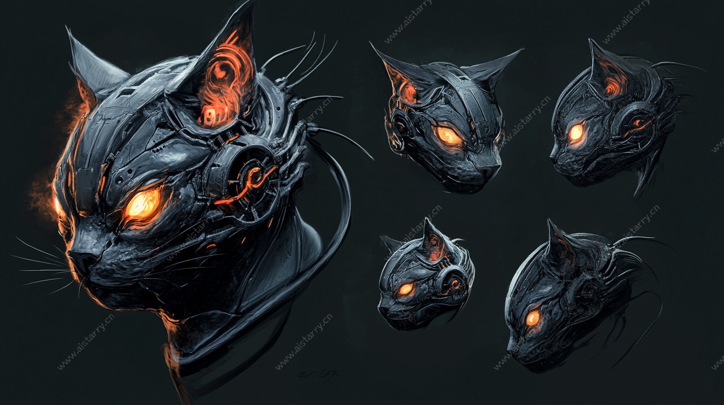 机械猫头像设计稿展示