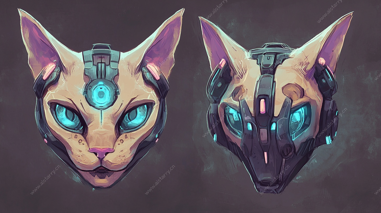 机械风猫头像设计