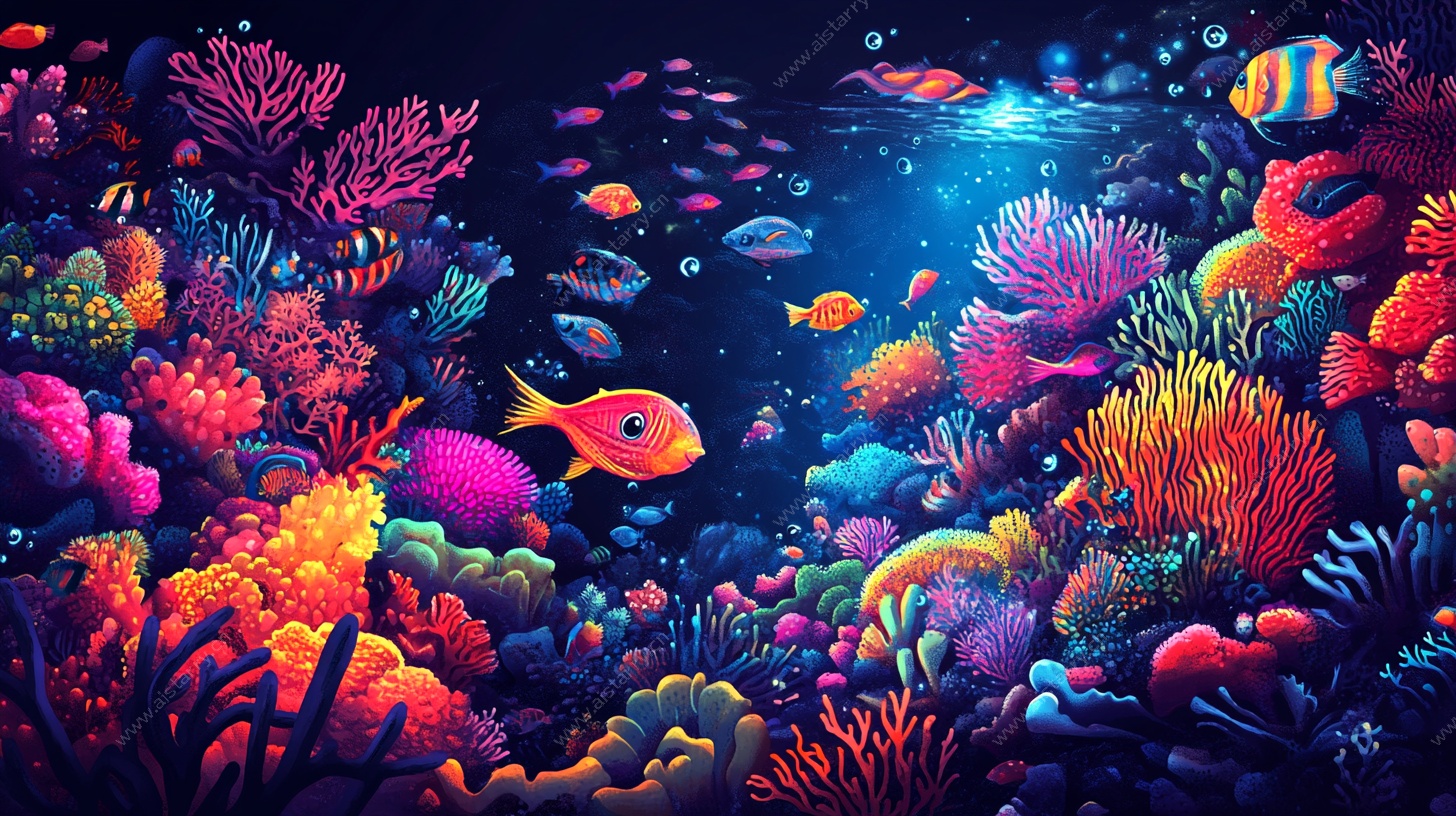 梦幻海底世界珊瑚与鱼群