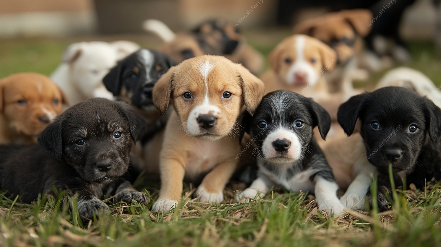 可爱小狗齐聚绿茵