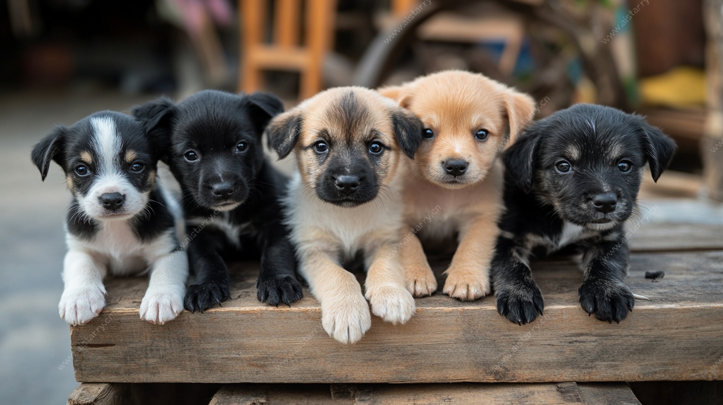 五只可爱幼犬排排坐