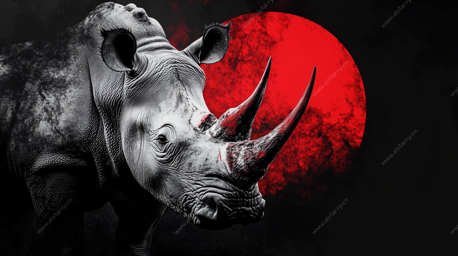 犀牛映红日 野性之美