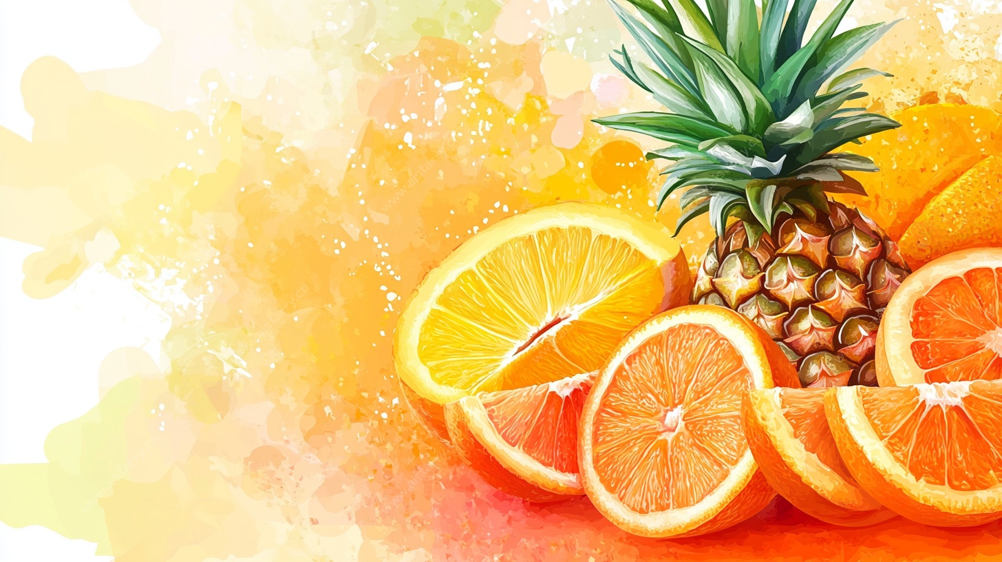 水彩风水果组合插画