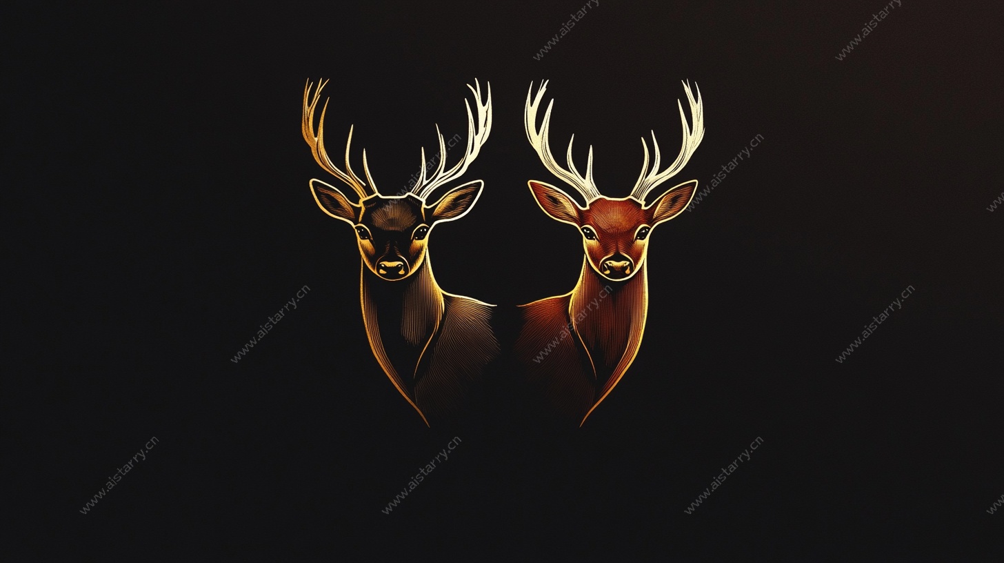 双鹿对称艺术图标