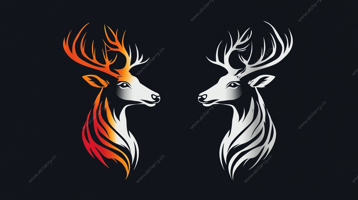 双鹿对峙标志设计