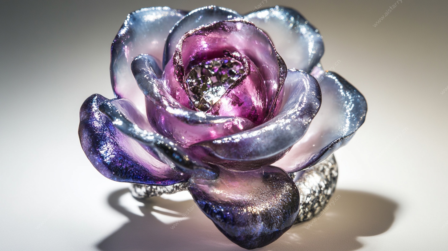 梦幻紫水晶玫瑰花戒指