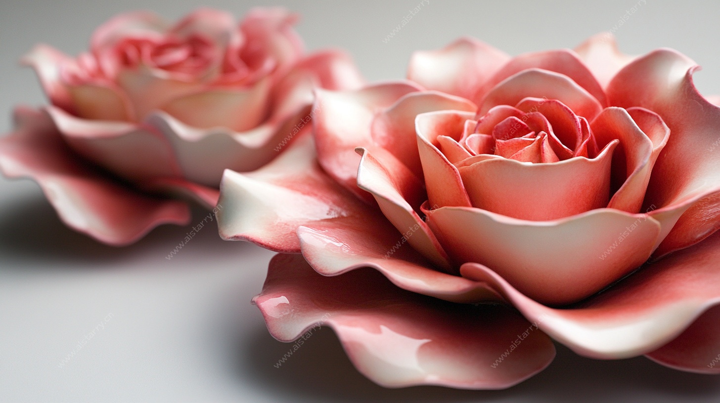 粉色陶瓷玫瑰摆件