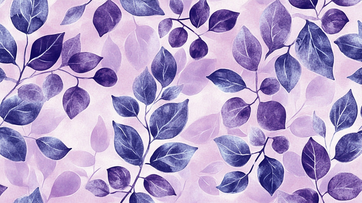 紫色叶韵水彩花纹图案