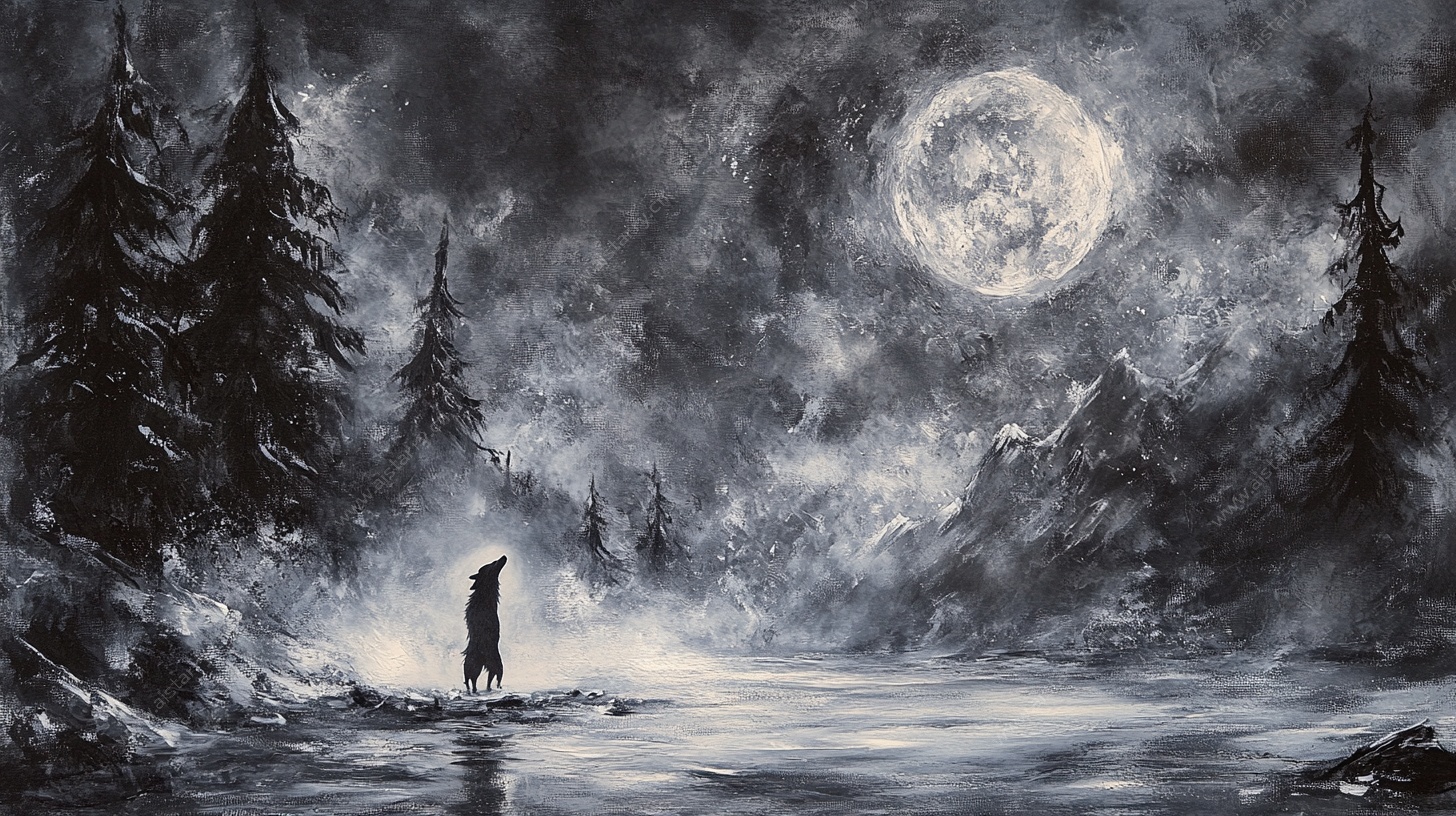 月夜孤影的森林遐想