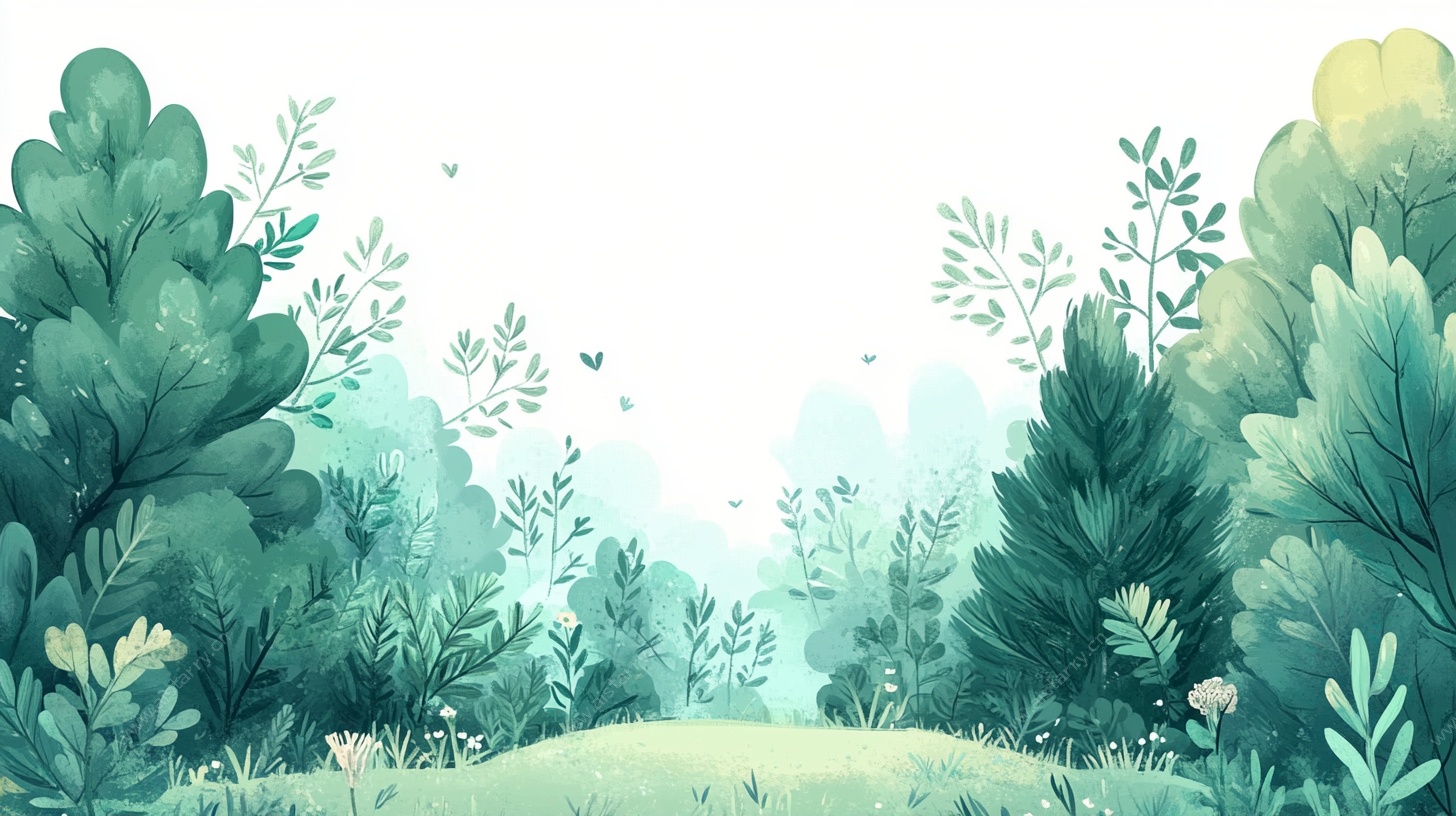 清新森林手绘风景图