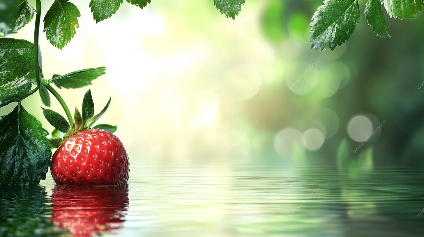 草莓映水绿意浓