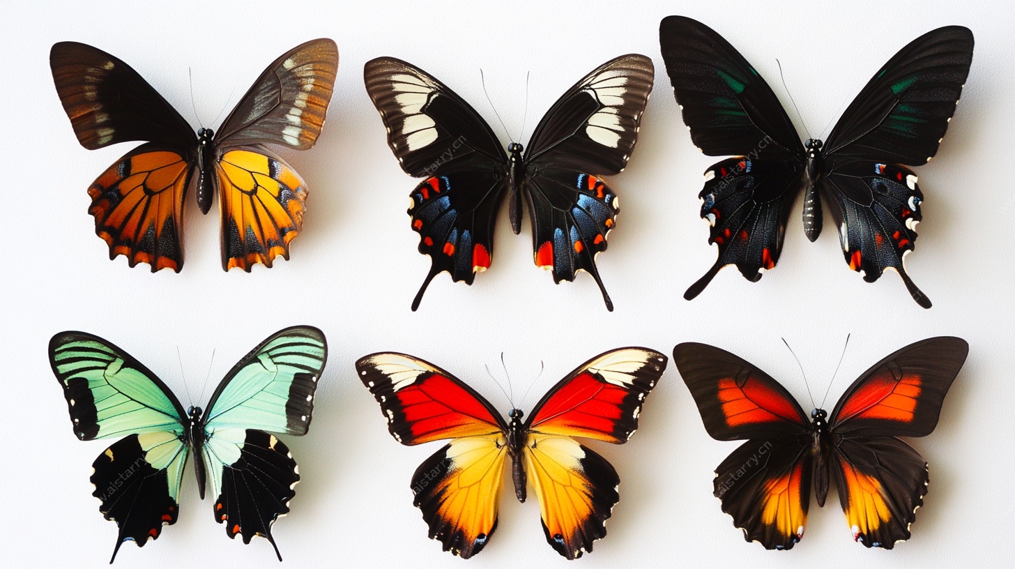 多彩蝴蝶标本展示