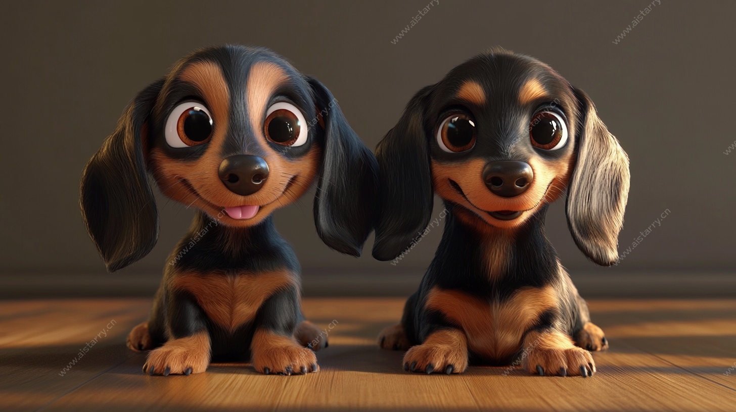 可爱腊肠犬萌趣3D形象