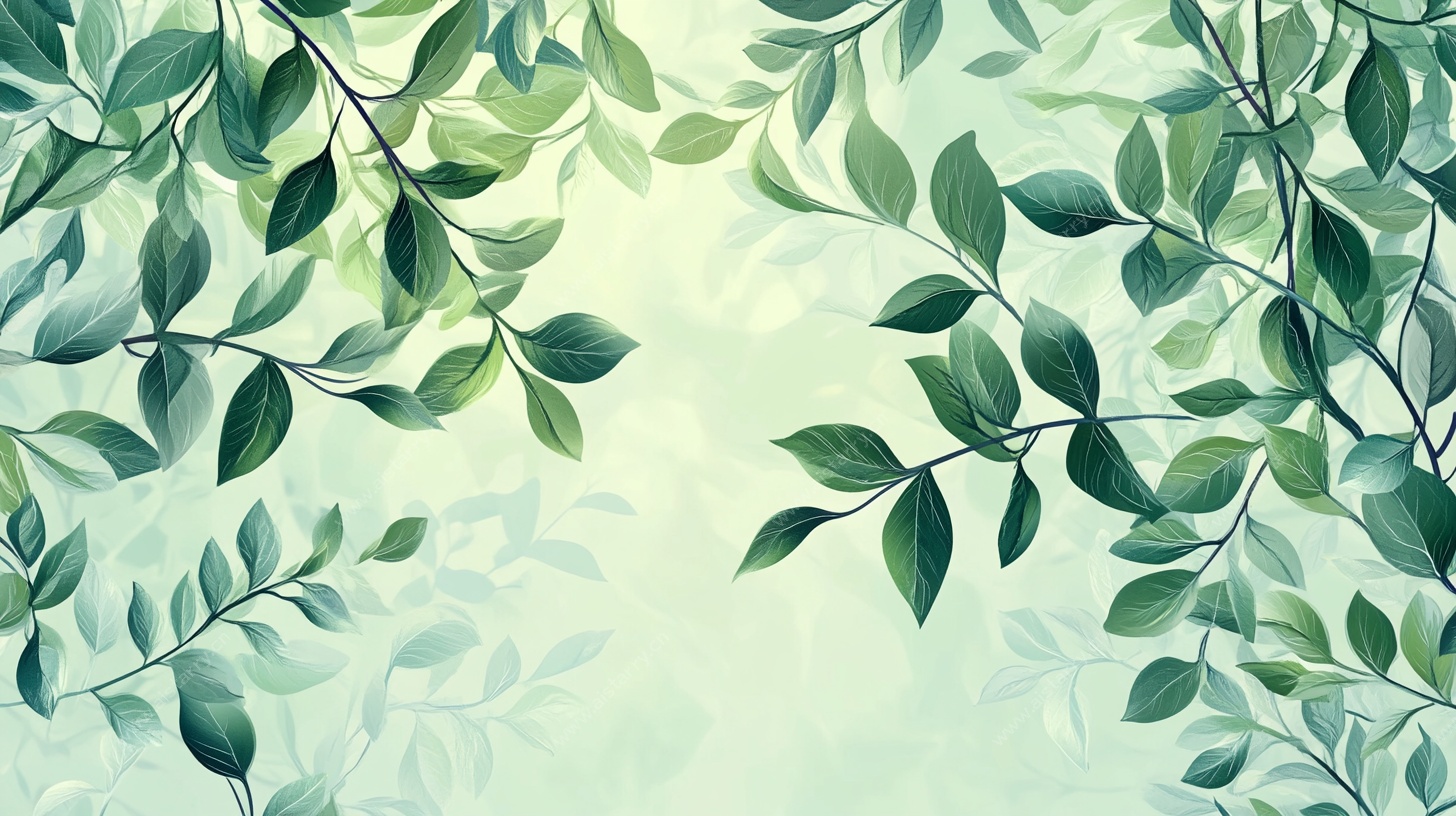 清新绿叶背景图