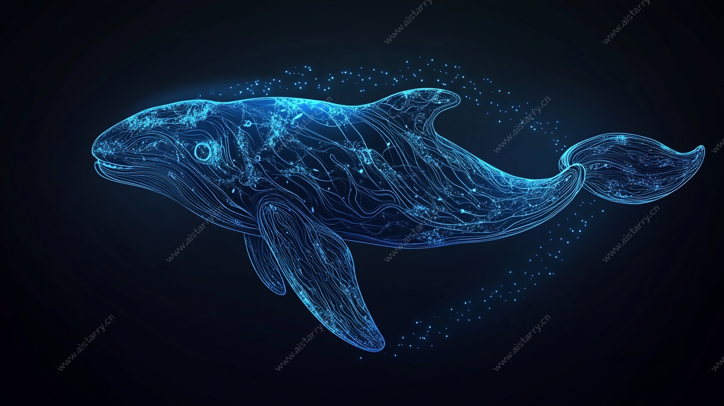 科技感蓝色线条鲸鱼插画