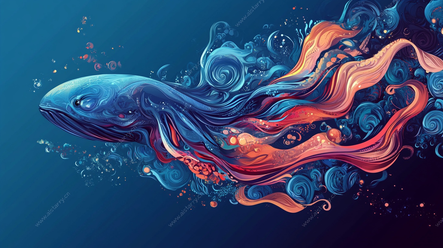 梦幻鲸影 流动色彩绘就