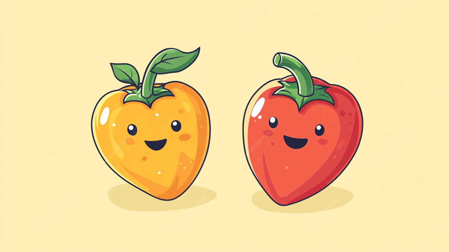 可爱双椒卡通插画