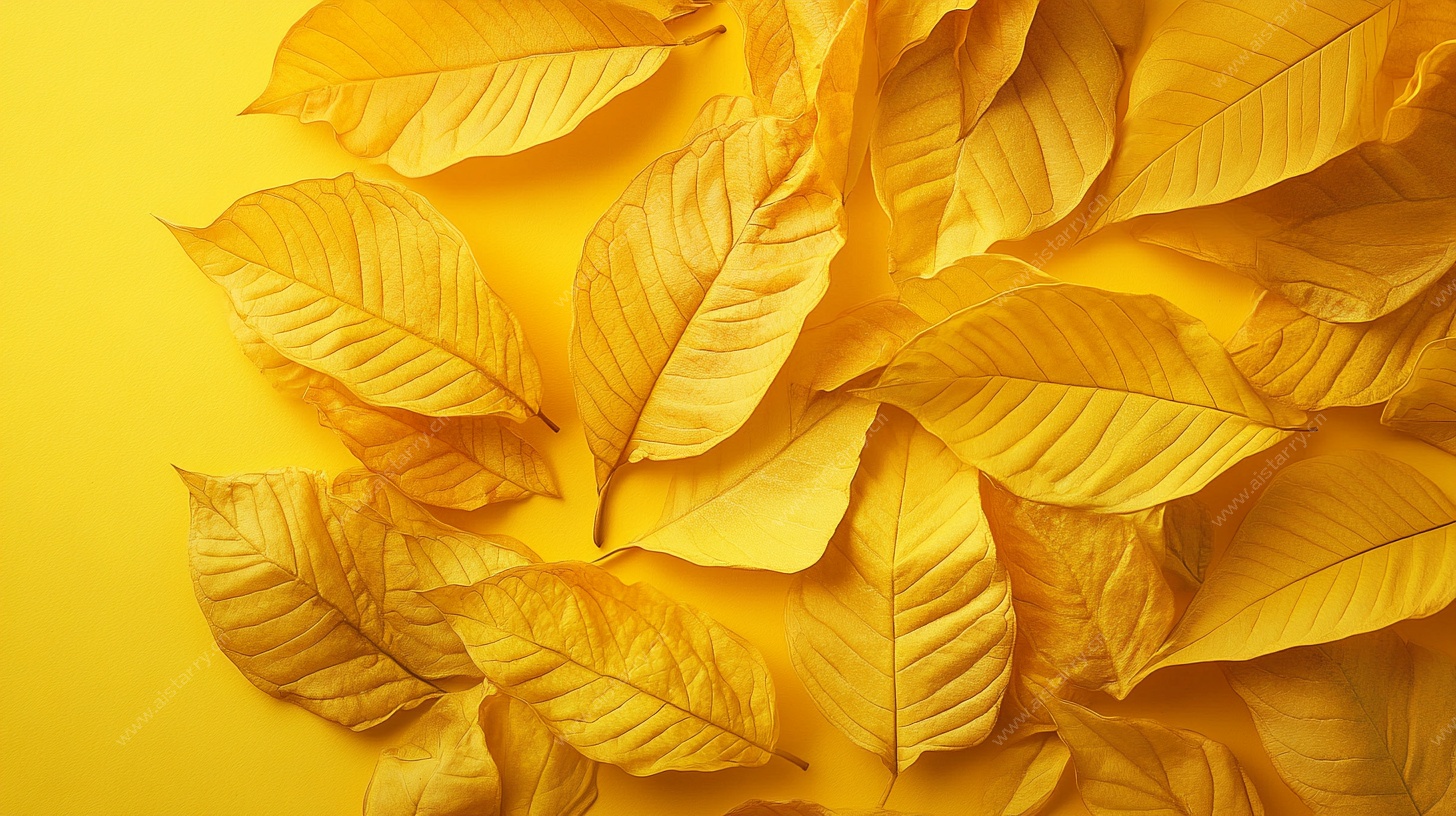 金黄叶片的艺术排列