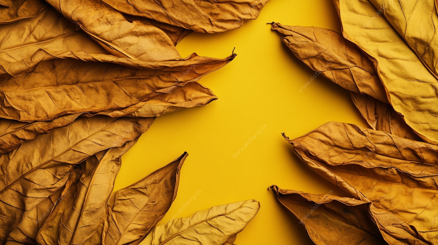 枯黄秋叶的黄色背景构图